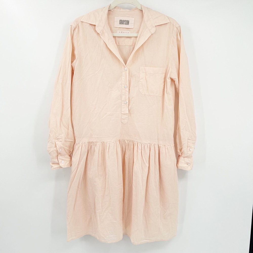 Grayson Frank & Eileen Womens The Changemaker Peasant Shirt Dress Size S Peach‎
